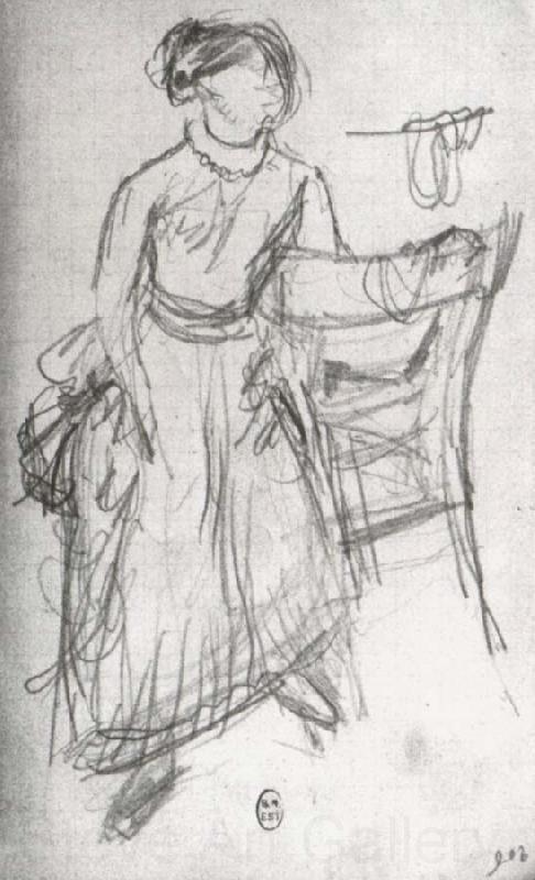 Edgar Degas Study of Helene Rouart sitting on the Arm of a Chair